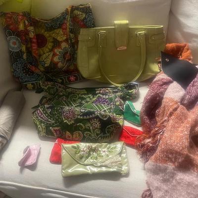 Green Vera Bradley Bags, Misc Bags And Totes, Grey Umbrella And A Scarf