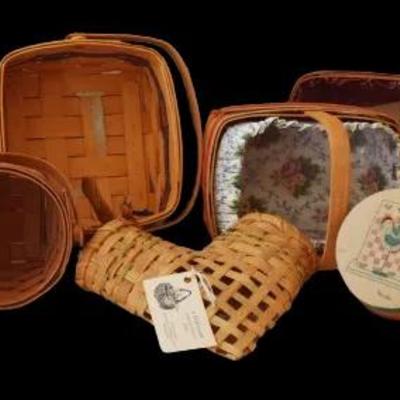 Lot of 12 Vintage Baskets Longaberger, Royce Craft, Baskets by Ellen and Others