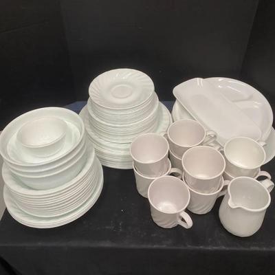 Corelle By Corning “Pure White” Plates, Bowls, Saucers, Serving Dishes & Corning Coffee Mugs