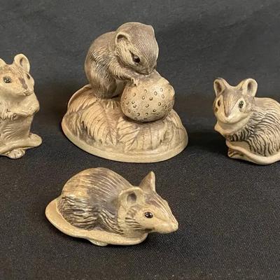 Vintage Poole Pottery Mice Figurines, Mouse With Strawberry