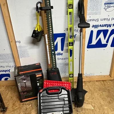 Lot of Tools With Hi-lift Jack, Black & Decker Drill, Outdoor Lights And More