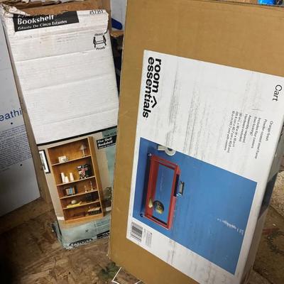 Orange Cart & 5 Shelf Bookcase