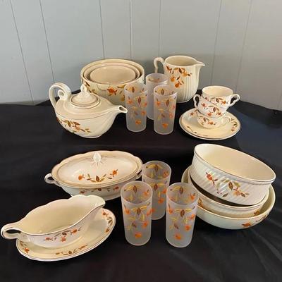 Vintage Hall China "Autumn Leaf" "Jewel Tea" Set