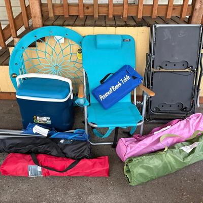 Camping And Beach Fun! Chairs, Folding Camp Table, Cooler And More