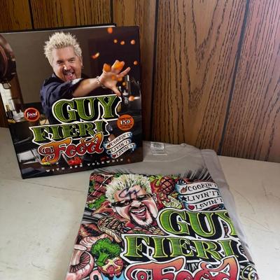 Signed Guy Fieri Cookbook & XL T-shirt 