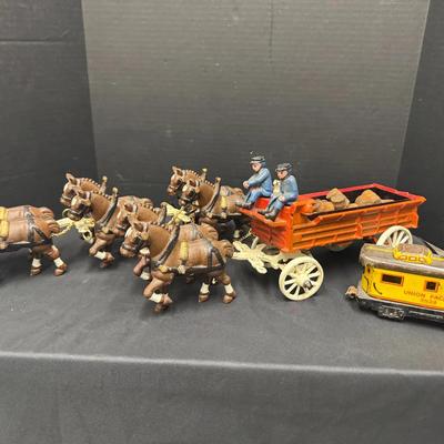 Union Pacific Train And Cast Iron Horses Pulling Carriage