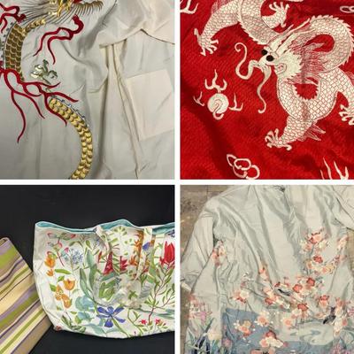 Three Vintage Japanese Silk Kimonos & Purses