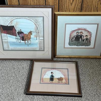 Three Framed “Buckley Moss” Prints