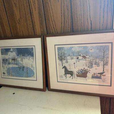 Framed Editioned “Country Romance” & “To Grandmother’s House We Go” By Cate Mandigo