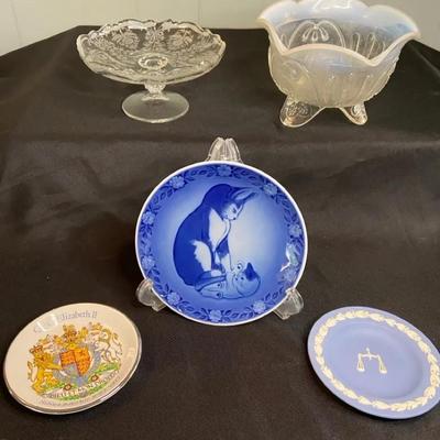 Vintage Glass And Decorative Plates From England And Royal Copenhagen