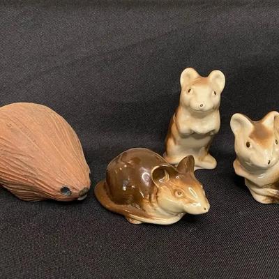 Poole England Mouse Figurines, Unmarked Beaver 