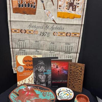 Clay Pottery, Aboriginal Art Wall Hanging & Books