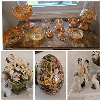 Asian Decor &  Marigold Carnival Glass Collection 