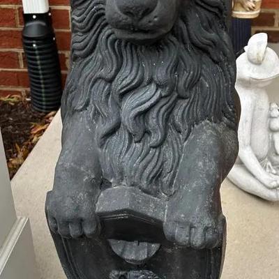 Pair Of Cast Iron Lion Statues 