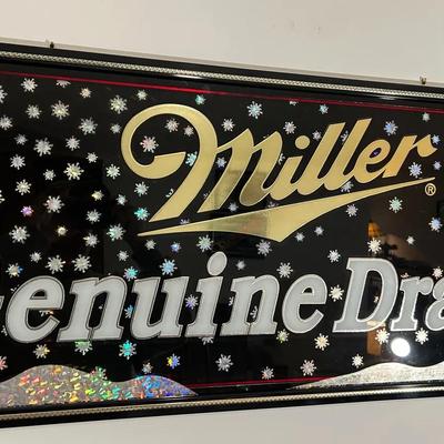 Miller Genuine Draft Framed Mirrored Bar Sign