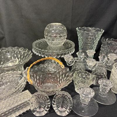 Vintage MCM Fostoria American Cubist Patter-Clear Glass 