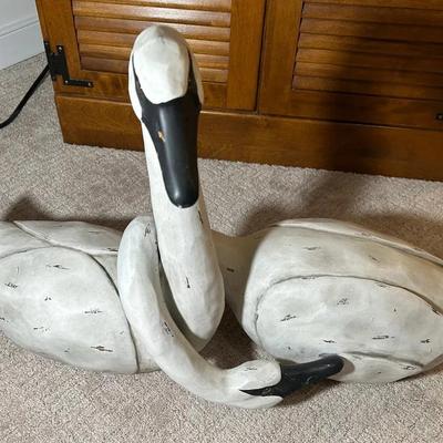 Pair Of Wooden Swans