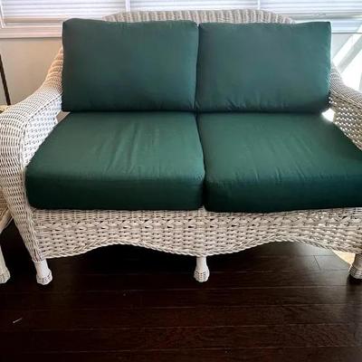 Plow & Hearth Wicker Sofa & 2 Matching End Tables