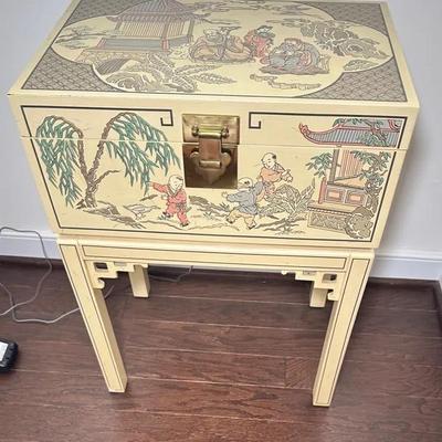 Drexel Heritage Crème Colored Painted Asian Trunk