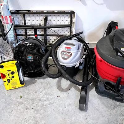 Large Lot Of Fans, Heaters, Craftsman Shop Vac, Shop Vac All Around, Folding Table & More