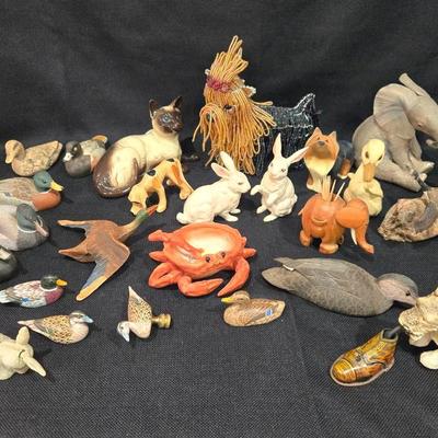  Animal Figurines; Lenox Elephant, Fitz & Floyd Crab, Vintage Toys