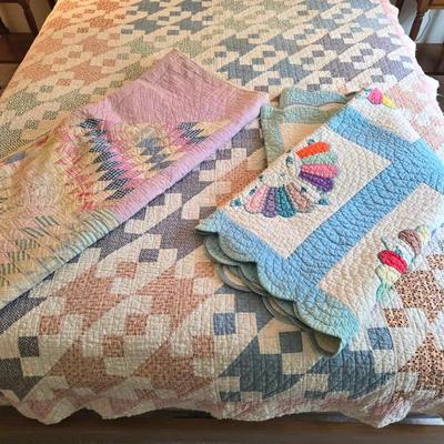 3 Handmade Vintage Quilts: Dresden Plate, Star Pattern