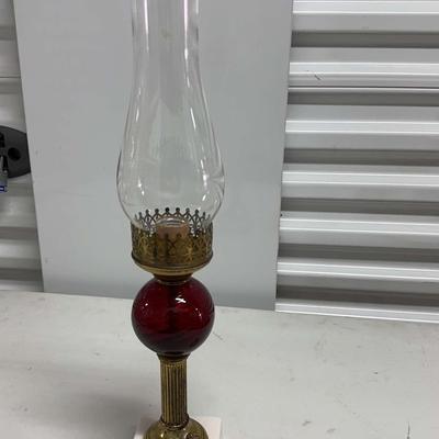 Beautiful Ruby Glass Accented Wired Pedestal Lamp