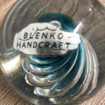 Blenko Vintage Round Glass Paperweight