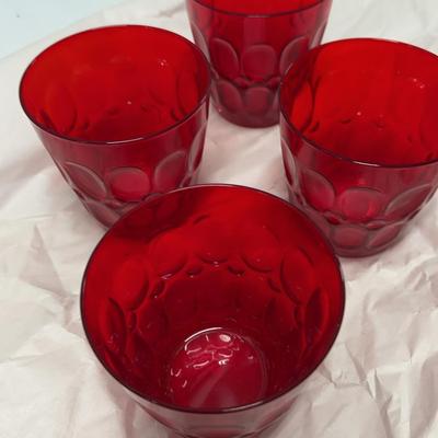4 Mesa Red Fostoria Double Old Fashioned Glasses