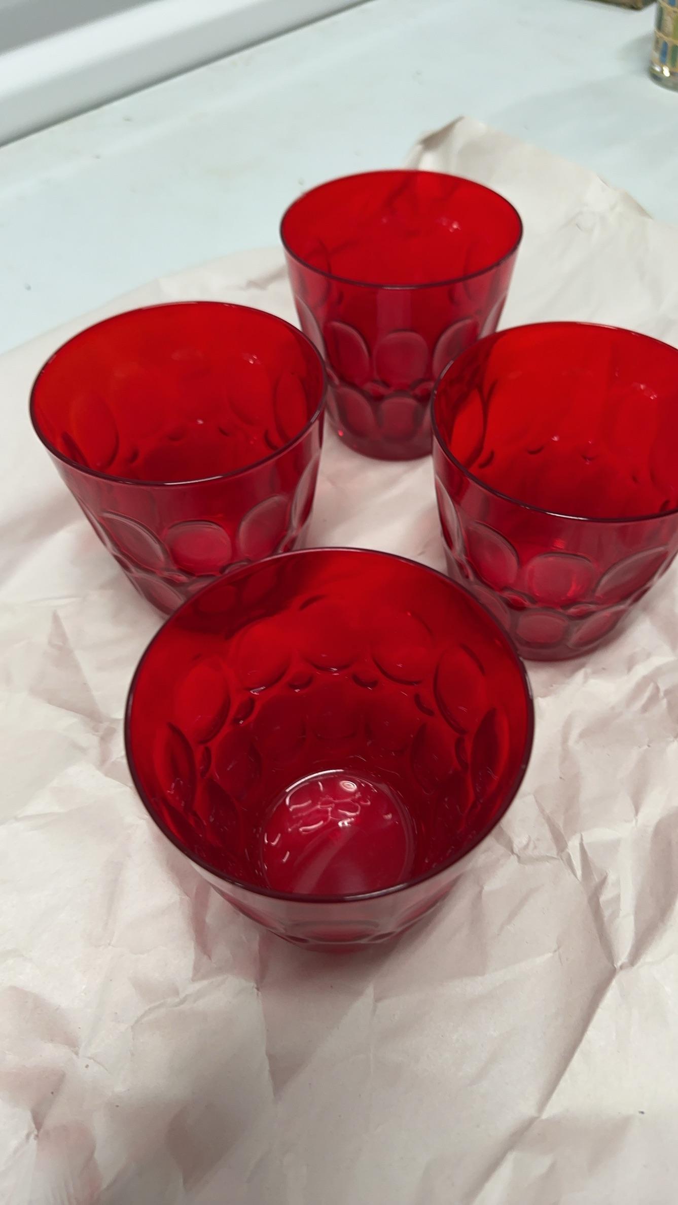4 Mesa Red Fostoria Double Old Fashioned Glasses
