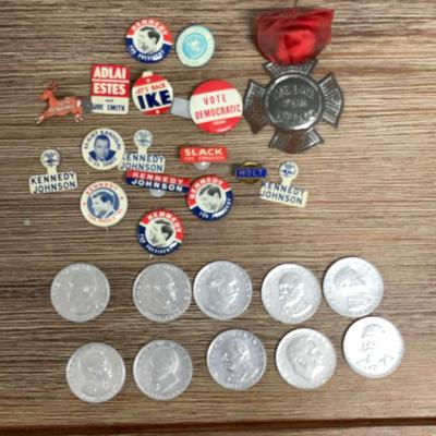 Vintage Political Buttons & Coins