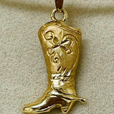 14k Gold Boot Pendant
