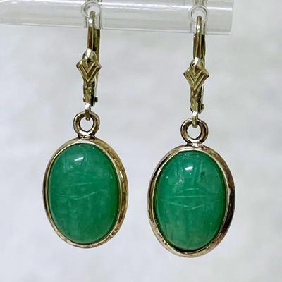 Beetle Jadeite Sterling Silver Earrings