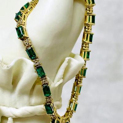 Emerald and Diamond 14K Gold Bracelet 