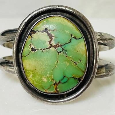 Vintage Silver and Green Turquoise Bracelet