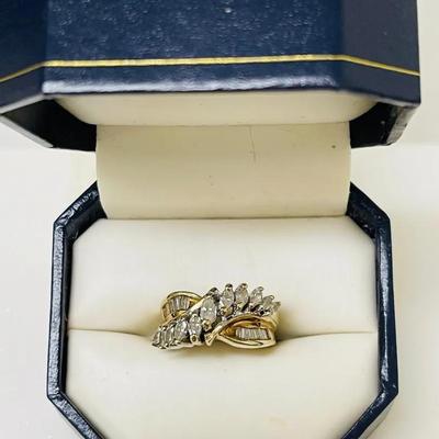 10K Gold and Diamond Cocktail / Wedding Ring
