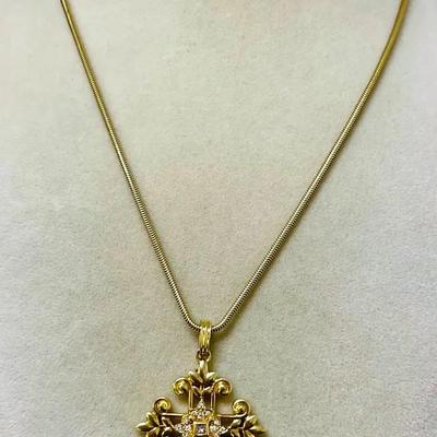 18K Gold Necklace and Cross Pendant