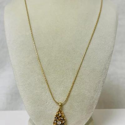 14K Gold Necklace and Diamond Nugget Pendant
