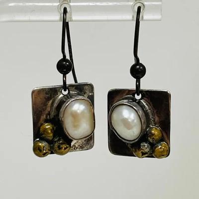 “Skiera” Signed Sterling Earrings