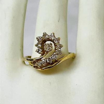 14K Gold and Diamond Paisley Ring