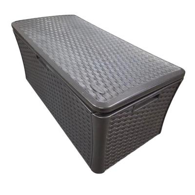 Lot #115 - Suncast 134-gallon All-Weather Plastic Wicker Deck Box.