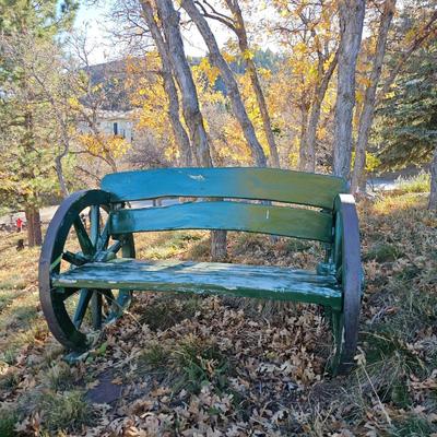 Lot #87 - Rustic Wagon Wheel Bench