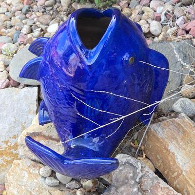 Lot #35 - Large Blue Fish Flower Pot Succulent Planter, Ceramic Garden Pots, Decorative Flower Pot, Outdoor Plant Pot