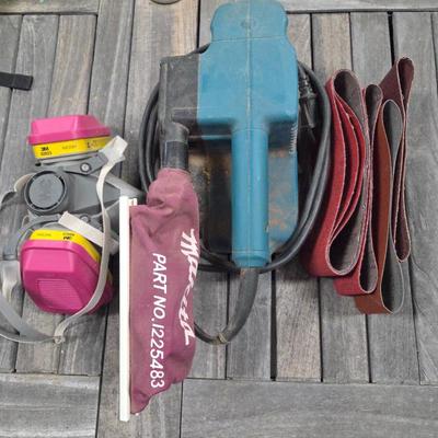 Lot #197 - Makita 9910 Belt Sander With Sandpaper, Plus 3M Professional Respirator