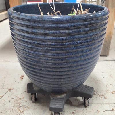 Lot #127 - Cobalt Blue Ribbed Ceramic Planter