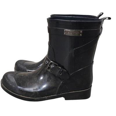 Lot #107 - Coach Lester Black Mid-Calf Rubber Rain Boots Women's 9