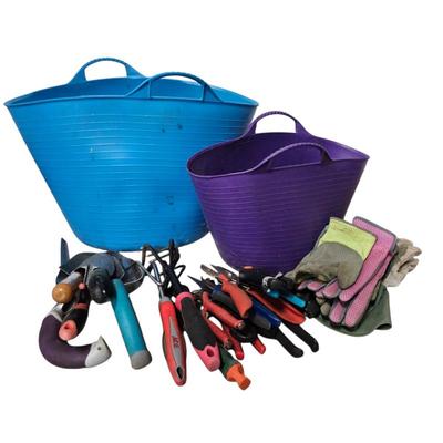 Lot #108 - Flexible Garden Tubs With Gardening Tools