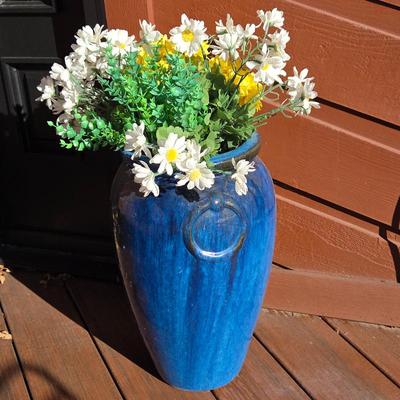 Lot #3 - Large Blue Glazed Ceramic Planter Garden Urn Jar