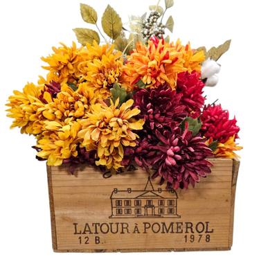 Lot #136 - Latour a Pomerol Wood Crate With Faux Floral Arrangement