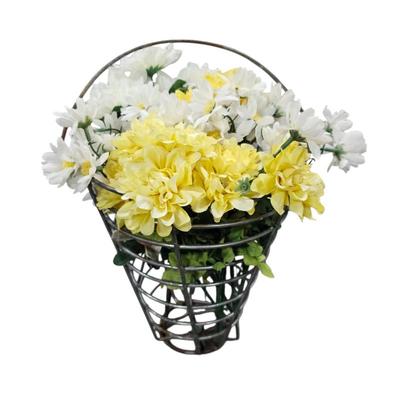 Lot #134 - Wire Frame Basket With Faux Flower Arrangement